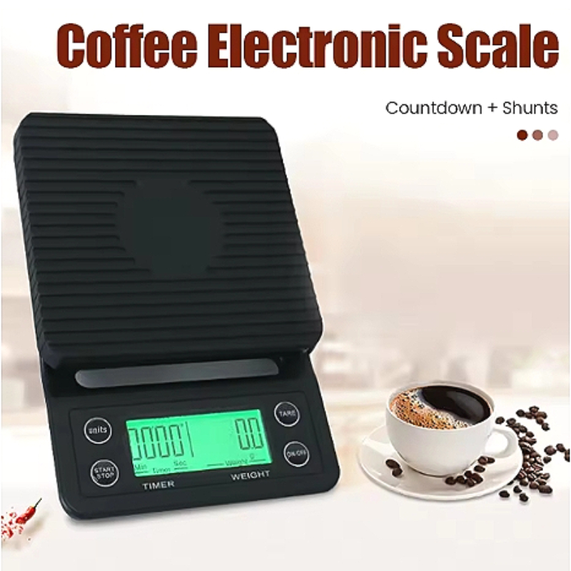 Scale Drip Timer - 3/5 kg Kaffee-Tropfwaage, schwarze Präzisions-Kaffee-Tropfwaage mit